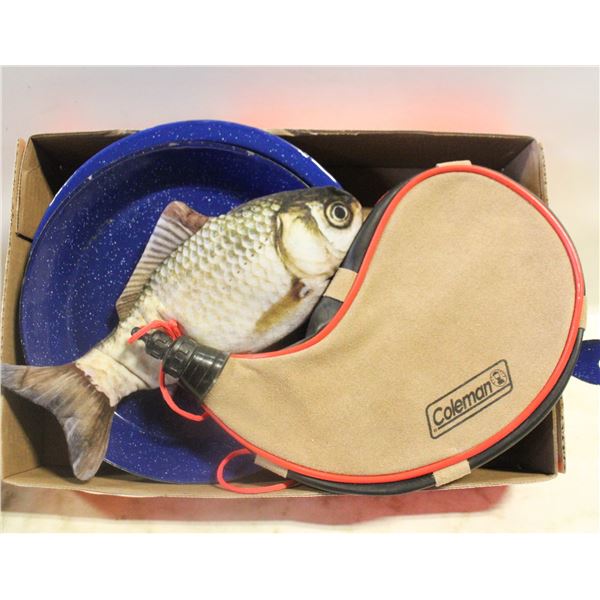 CAMPING ENAMELWARE PLATES, SKILLET, COLEMAN