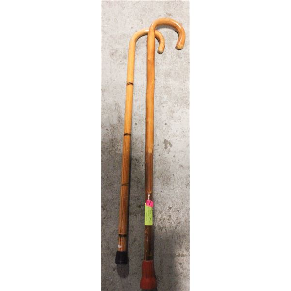 2 WOOD WALKING CANES