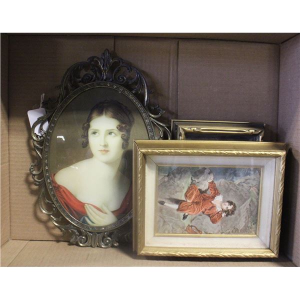 VTG. ITALIAN METAL FRAMED PORTRAIT & 2 MORE