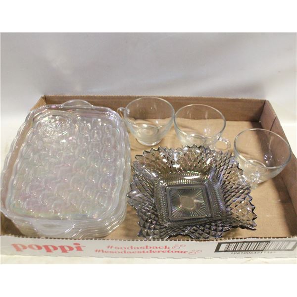 VARIOUS PIECES OF CARNIVAL GLASS & MORE