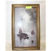 Image 1 : JW GOZZARD BOATS AT ANCHOR IN MOONLIGHT SIGNED