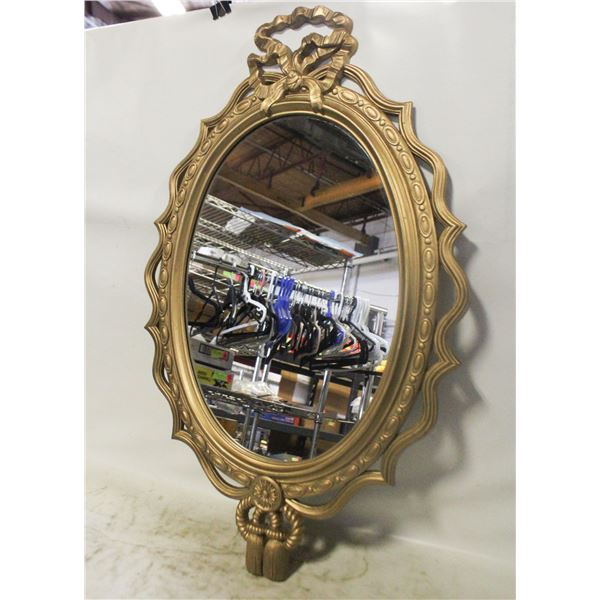 LARGE OVAL GOLD ORNATE WALL MIRROR
