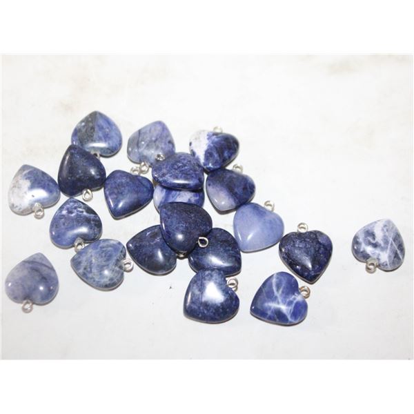 LOT OF 20 SODALITE HEART SHAPED PENDANTS
