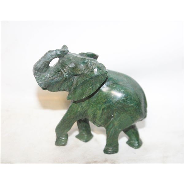 GREENSTONE ELEPHANT FIGURE