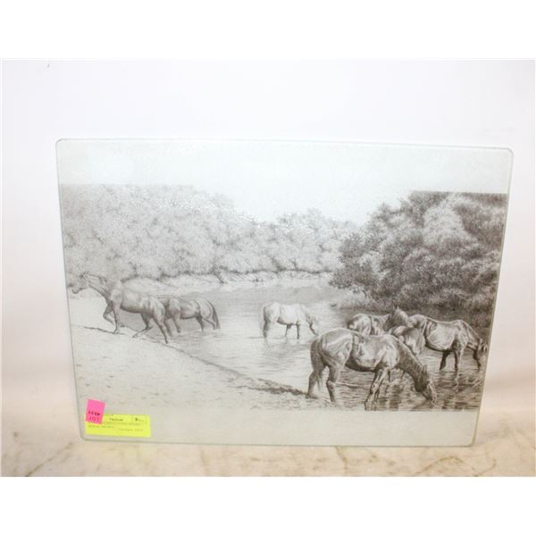 HORSES GLASS CUTTING BOARD - BERNIE BROWN -