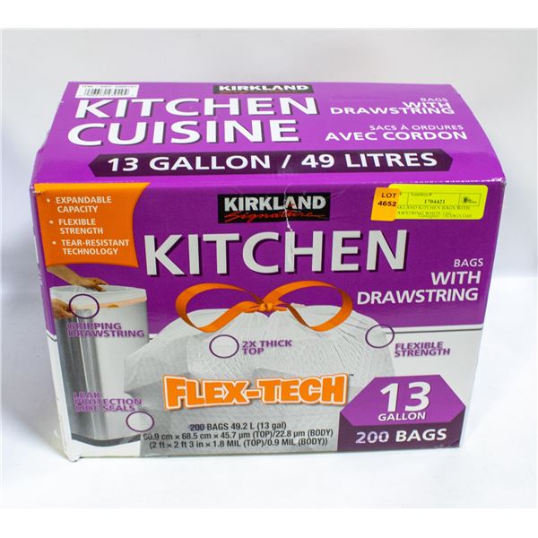KIRKLAND KITCHEN BAGS WITH DRAWSTRING WHITE 13G