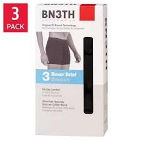 3 PACK OF BN3TH MENS BOXER BRIEFS BLACK SIZE MED