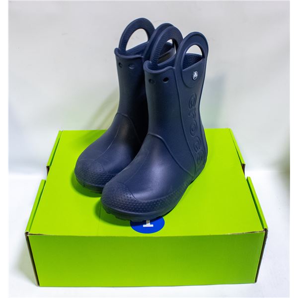 CROCS KIDS RUBBER RAIN BOOTS NAVY BLUE SIZE 1