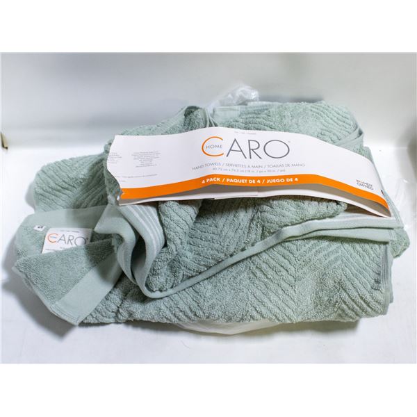 4 PACK OF CARO HOME HAND TOWELS BLUE 18 X 30"