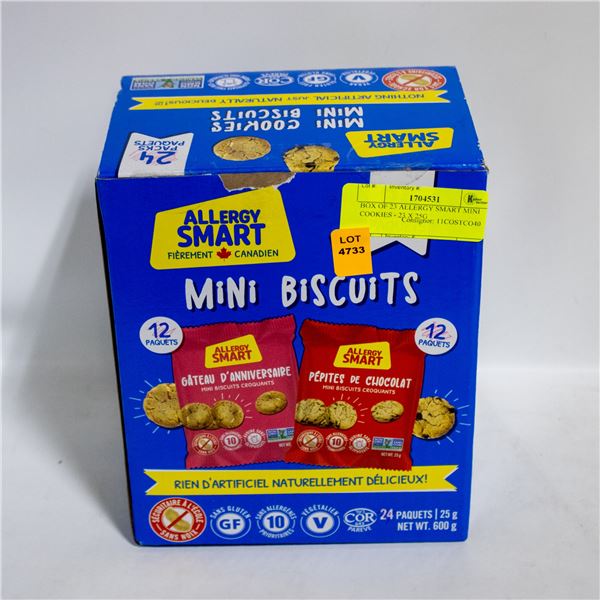 BOX OF 23 ALLERGY SMART MINI COOKIES - 23 X 25G
