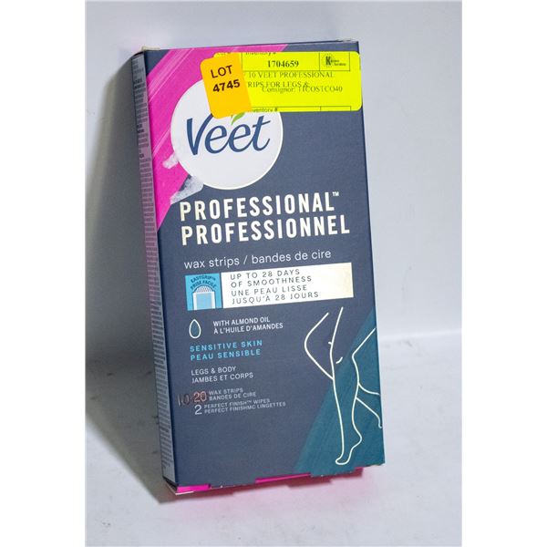 BOX OF 10 VEET PROFESSIONAL WAX STRIPS FOR LEGS &