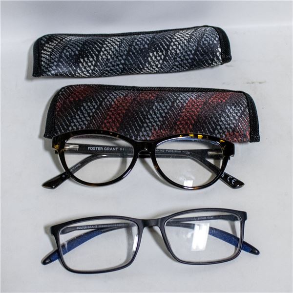 2 PK OF FOSTER GRANT CLASSIC READING GLASSES +1.25