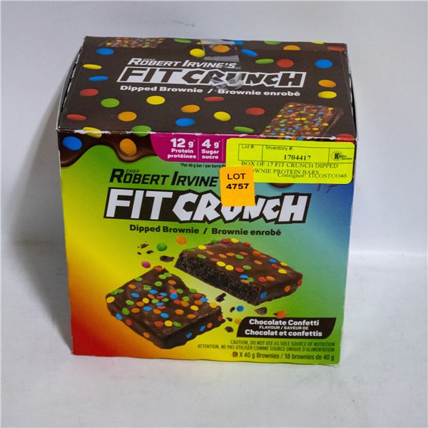 BOX OF 17 FIT CRUNCH DIPPED BROWNIE PROTEIN BARS