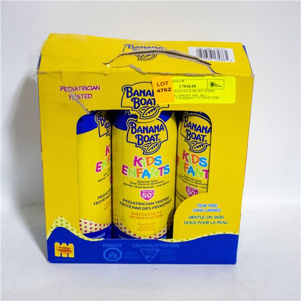 3 PACK OF BANANA BOAT KIDS SUNSCREEN SPRAY SPF 50+