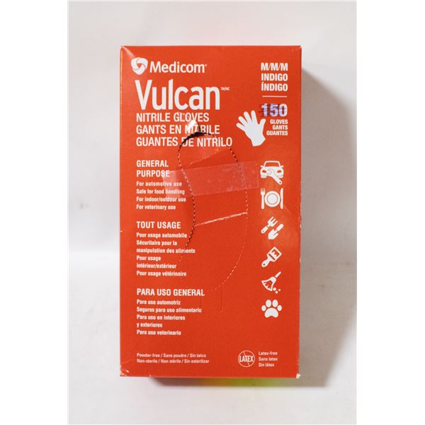 BOX OF MEDICOM VULCAN NITRILE GLOVES SIZE MEDIUM