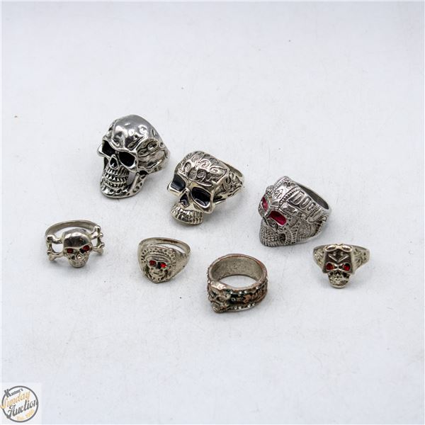LOT OF SKULL RINGS ASSORTED