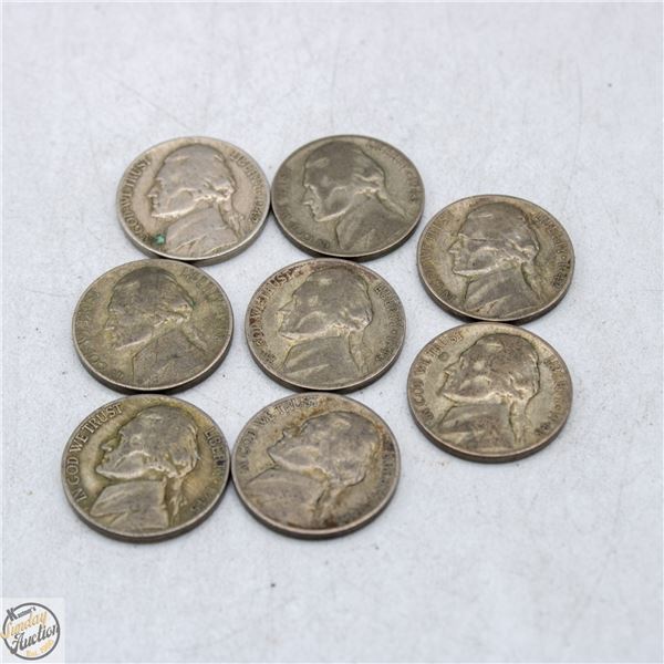 1942-45 SILVER WW2 US NICKELS LOT 8