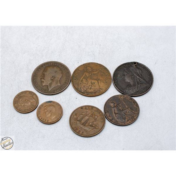 1800S UP UK PENNY LOT