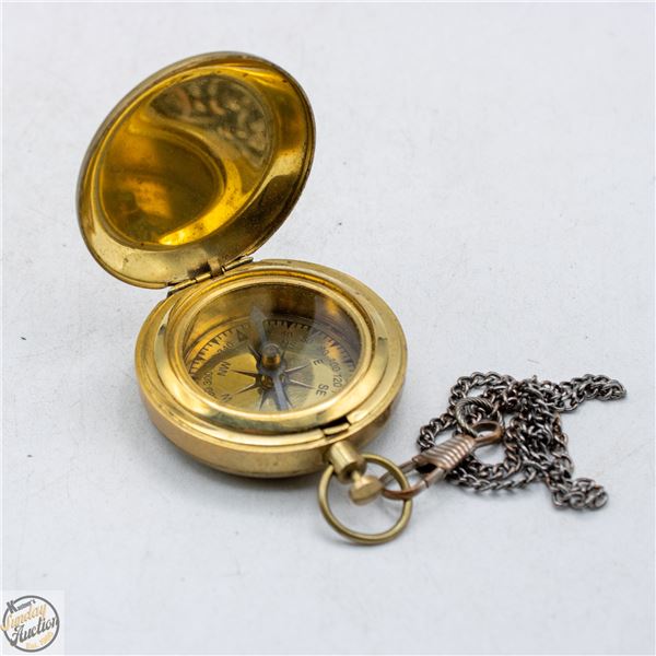 VINTAGE BRASS POCKET COMPASS