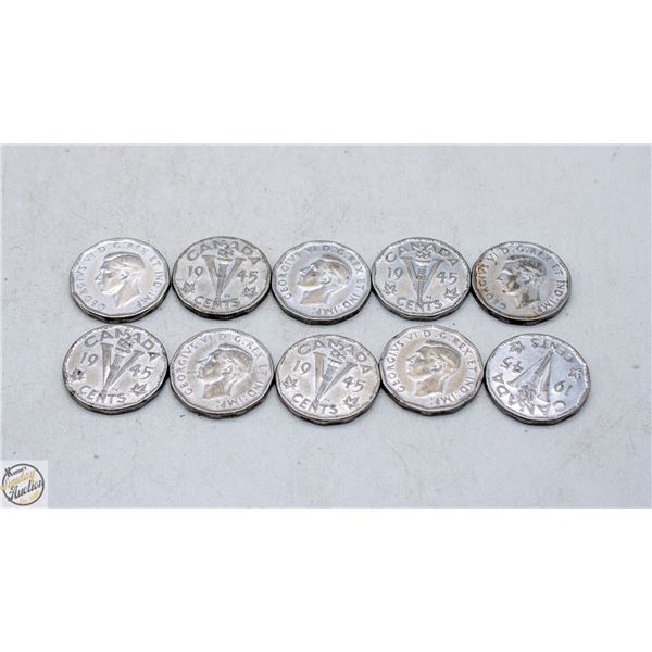 TEN 1945 CANADA VICTORY NICKELS