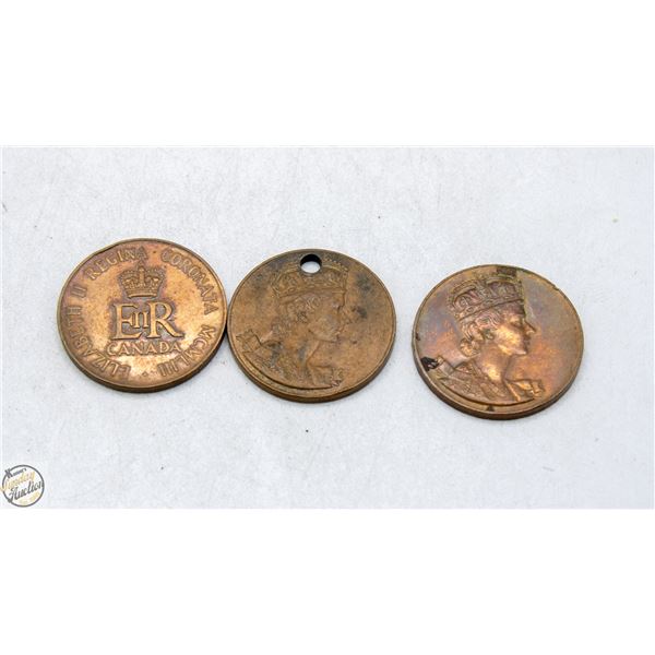 THREE 1953 QUEENS CORONATION MEDALLIONS
