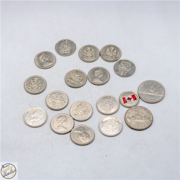 LOT COLLECTOR CANADA $1 & 50C COINS