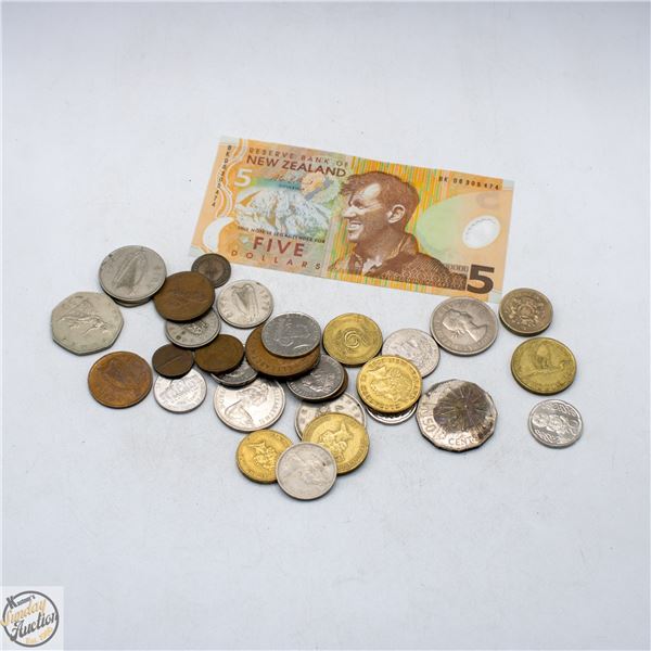 FOREIGN MONEY LOT COINS BILLS