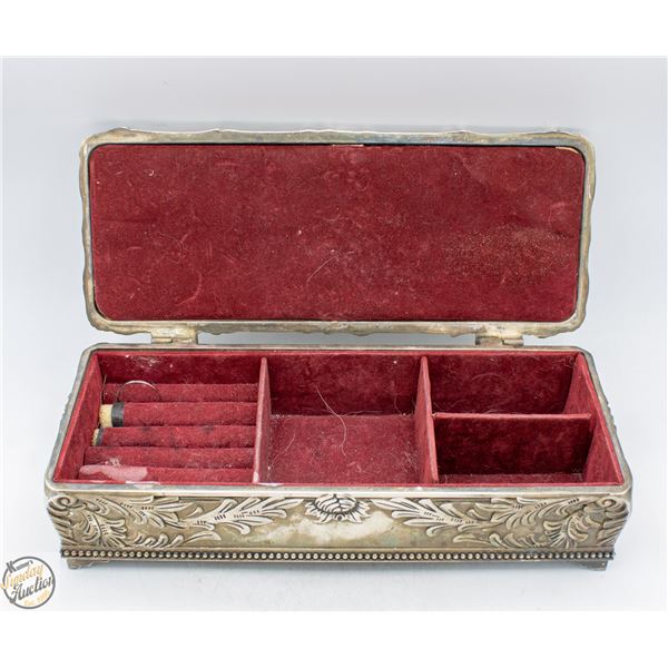 SILVER PLATED JEWELRY BOX ORNATE
