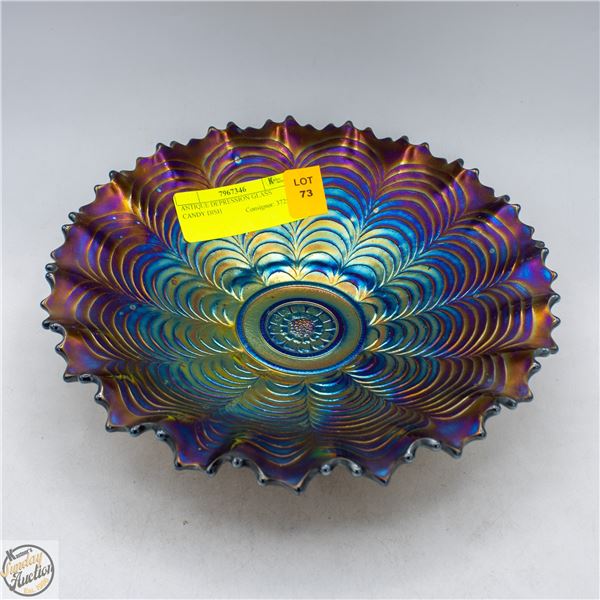 VINTAGE CARNIVAL GLASS CANDY DISH