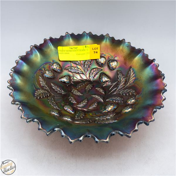 VINTAGE CARNIVAL GLASS CANDY DISH