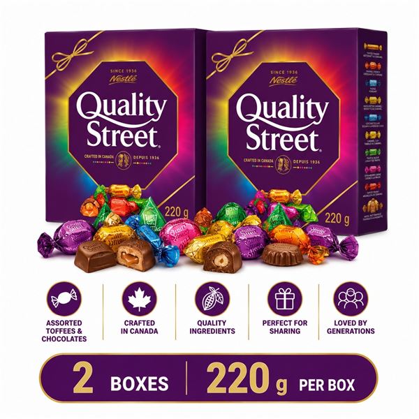 2 NESTLE QUALITY STREET BOXES 220G BB 05/26
