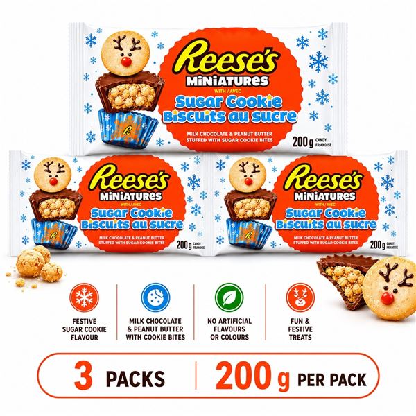 3 REESES MINIATURES WITH SUGAR COOKIE BB 07/26