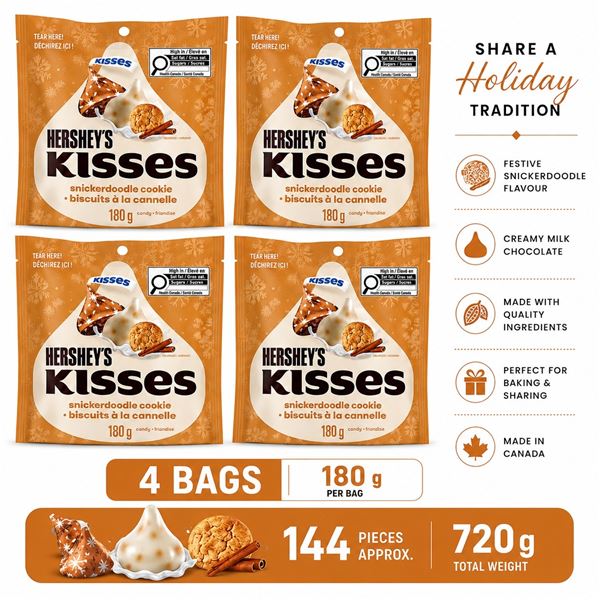 4 HERSHEYS KISSES SNICKERDOODLE COOKIE BB