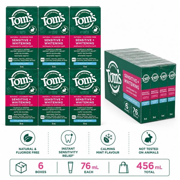6 TOM'S SENSITIVE + WHITENING TOOTHPASTE BB 7/26