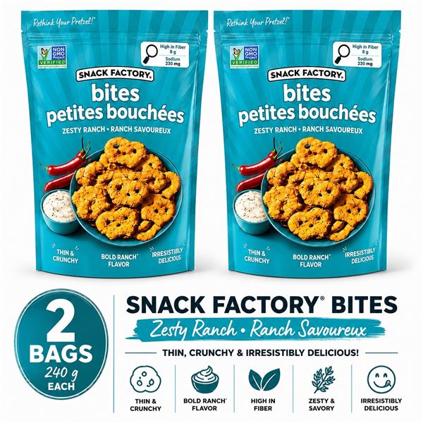 2 SNACK FACTORY ZESTY RANCH BITES 240G BB 05/26