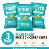 Image 1 : 3 POKKO ORIGINAL RICE & CHICKPEA CHIPS BB 06/26