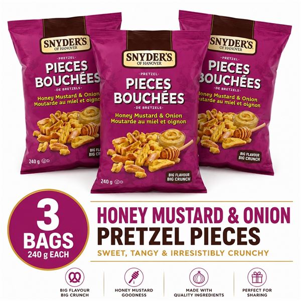 3 SNYDERS HONEY MUSTARD & ONION PIECES BB 05/26