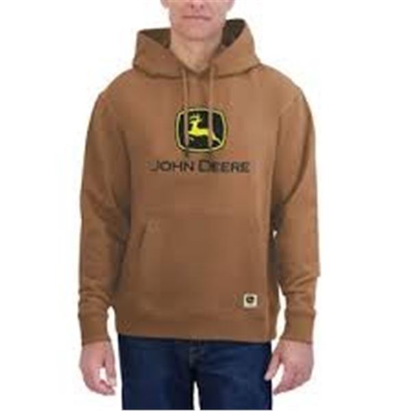 NEW JOHN DEERE PULL OVER HOODIE BROWN SIZE SMALL