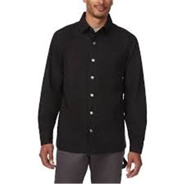 CAT MENS FLEECE LINED CANVAS SHIRT BLACK SIZE LG
