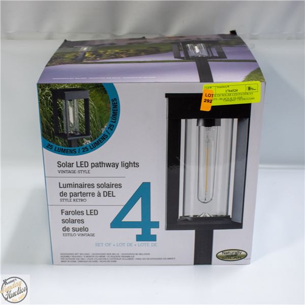 4 PACK OF SOLAR LED PATHWAY LIGHTS - BLACK & GLASS