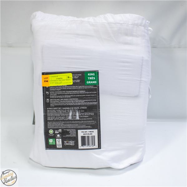 6 PIECE PURELY ORGANIC SHEET SET WHITE KING SIZE