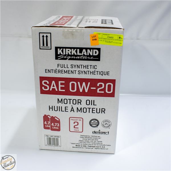 2 PACK KIRKLAND FULL SYNTHETIC SAE 0W-20 MOTOR OIL