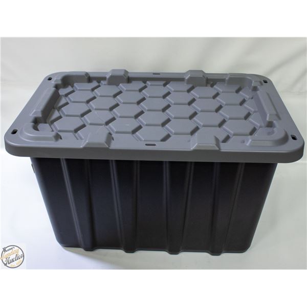 HEAVY DUTY TOTE BLACK WITH LID GREY - 45L