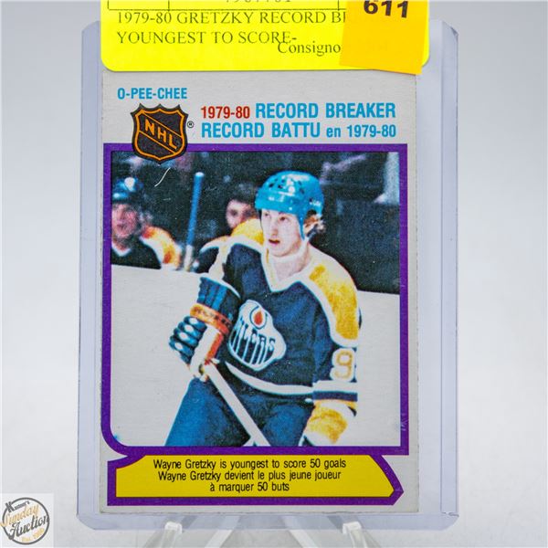 1979-80 GRETZKY RECORD BREAKER YOUNGEST TO SCORE-