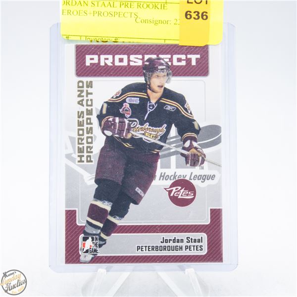 JORDAN STAAL PRE ROOKIE HEROES+PROSPECTS