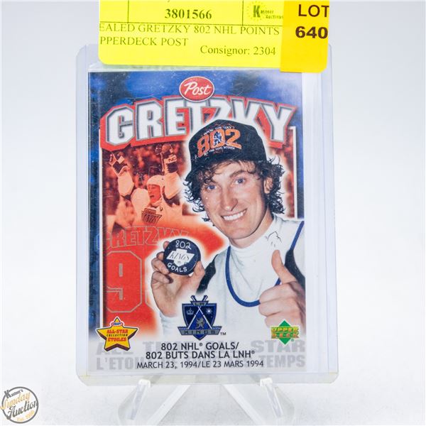 SEALED GRETZKY 802 NHL POINTS UPPERDECK POST