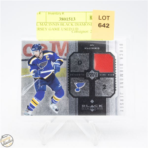 AL MACINNIS BLACK DIAMOND JERSEY GAME USED UD