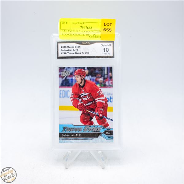 SABASTIAN AHO YOUNGGUNS ROOKIE GRADED 10 UPPERDECK