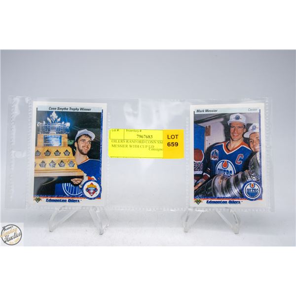 OILERS RANFORD CONN SMUTHE + MESSIER WITH CUP UD