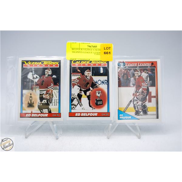 BELFOUR VEZINA+CALDER TROPHYS LEAGUE LEADERS OPC
